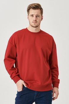 AC&Co, Bluza sport cu decolteu la baza gatului si maneci cazute, Rosu AC&Co, Bluza sport cu decolteu la baza gatului si maneci cazute, Rosu