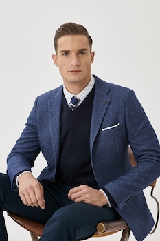 AC&Co, Haina din amestec de lana, Albastru inchis, M-L AC&Co, Haina din amestec de lana, Albastru inchis, M-L