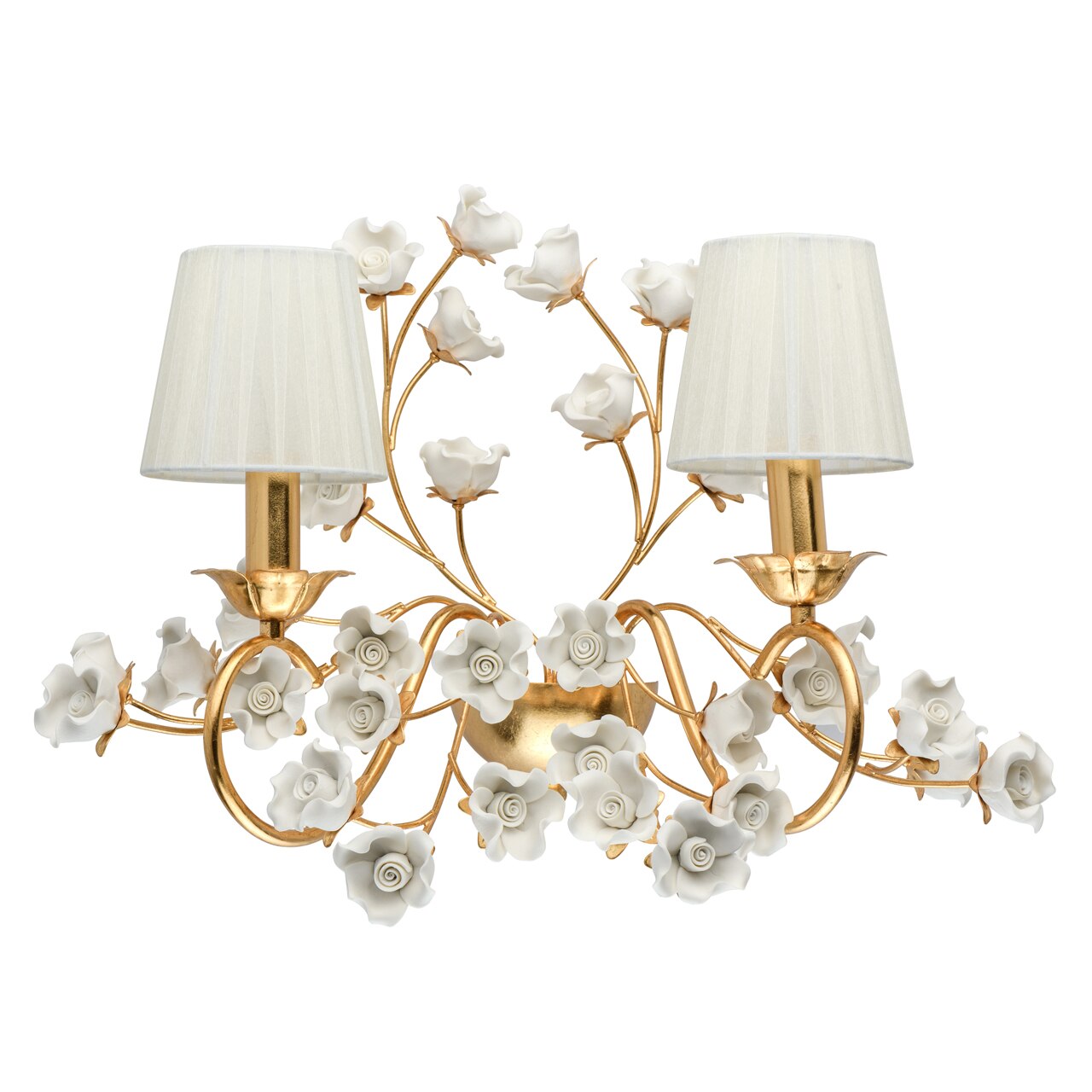 Aplica, Chiaro Sicily Floral, 2 becuri, 40W, E14, Metal, Auriu