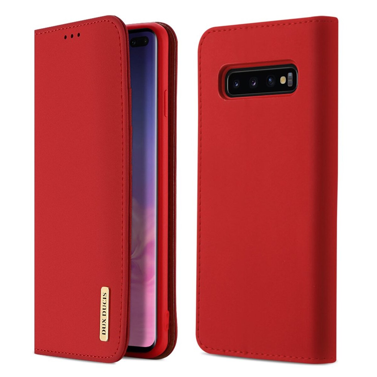 Husa de protectie telefon GALAXY S10 PLUS, DuxDucis, Piele, Rosu