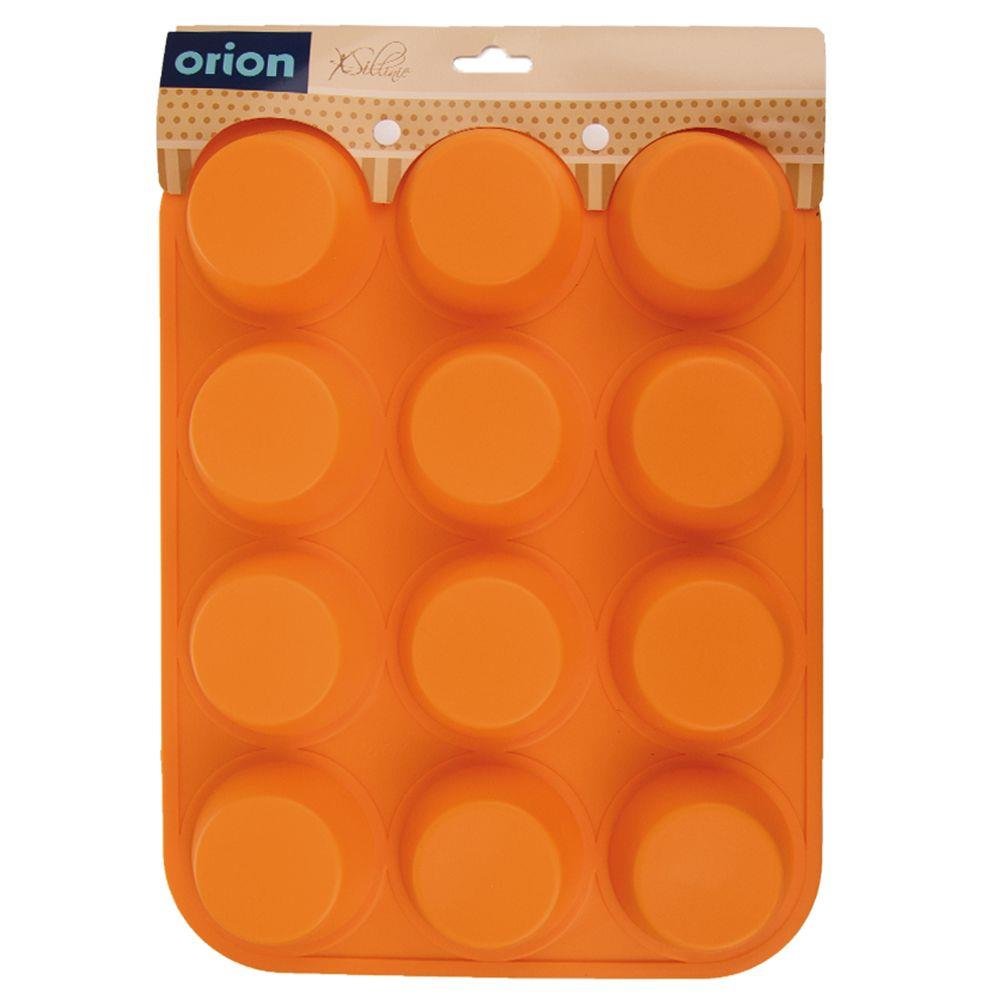 Forma copt briose, Orion, Silicon, 12 compartimente, 32.5x25 cm, Portocaliu