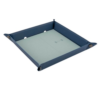 Organizator de birou cu suport de incarcare fara fir pentru dispozitive compatibile Qi , 4smarts Pocket Tray Organizer, 15W , albastru Organizator de birou cu suport de incarcare fara fir pentru dispozitive compatibile Qi , 4smarts Pocket Tray Organizer, 15W , albastru