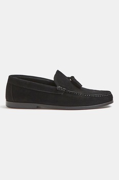 River Island, Pantofi loafer de piele intoarsa, Negru River Island, Pantofi loafer de piele intoarsa, Negru