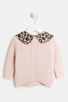 River Island, Pulover cu guler Peter Pan, Roz pal/Maro River Island, Pulover cu guler Peter Pan, Roz pal/Maro