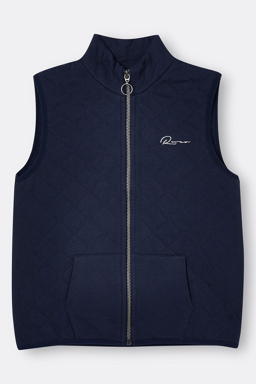 River Island, Vesta matlasata cu logo brodat, Bleumarin