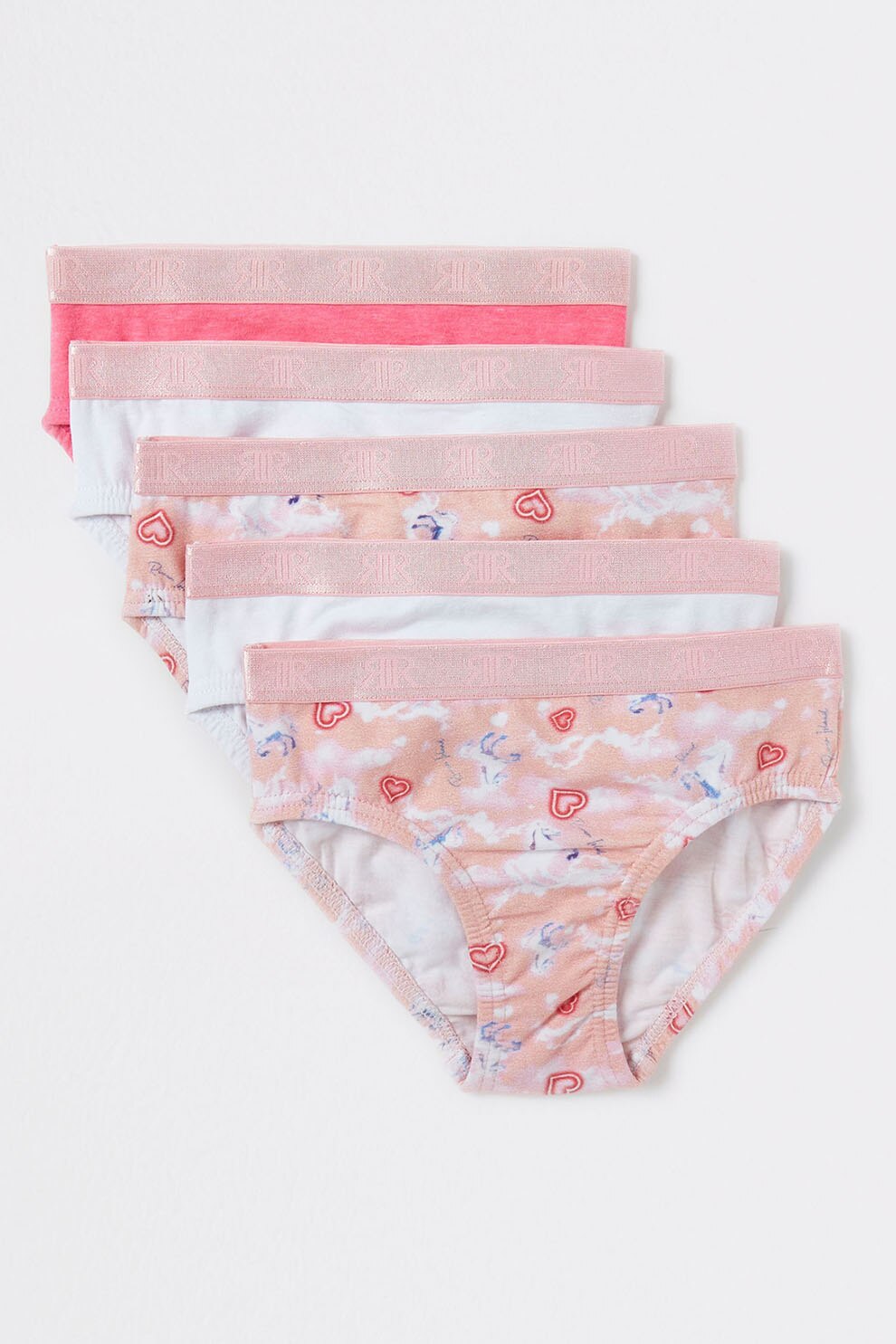 RIVER ISLAND, Set de chiloti cu model - 5 perechi, Roz/Alb