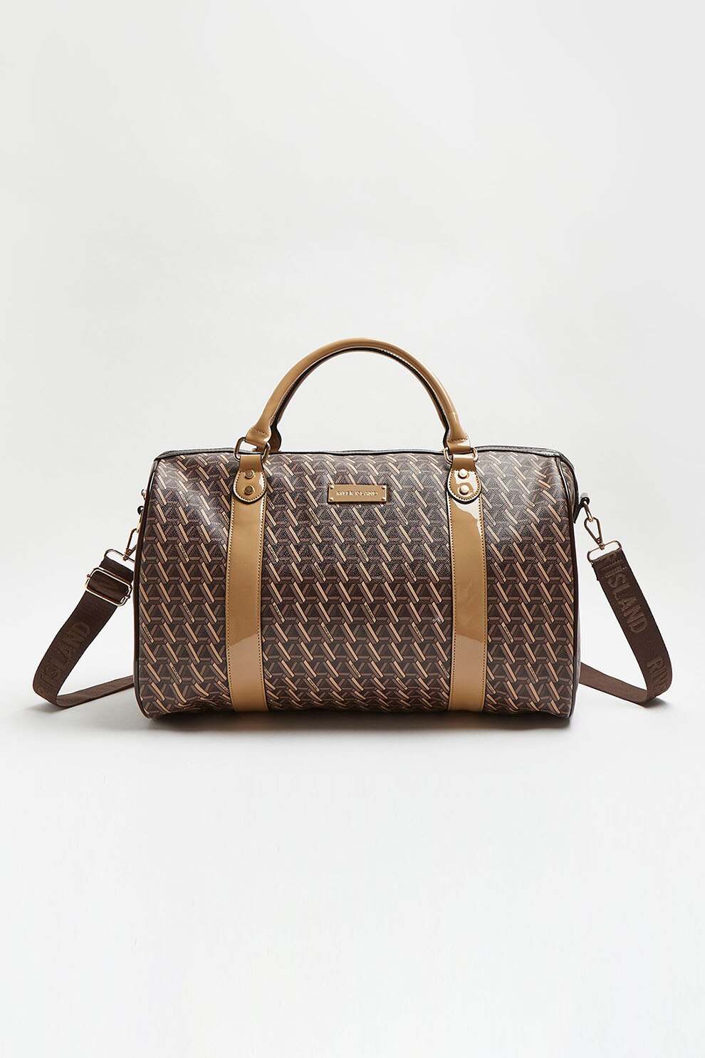 River Island, Geanta duffle de piele ecologica, Maro