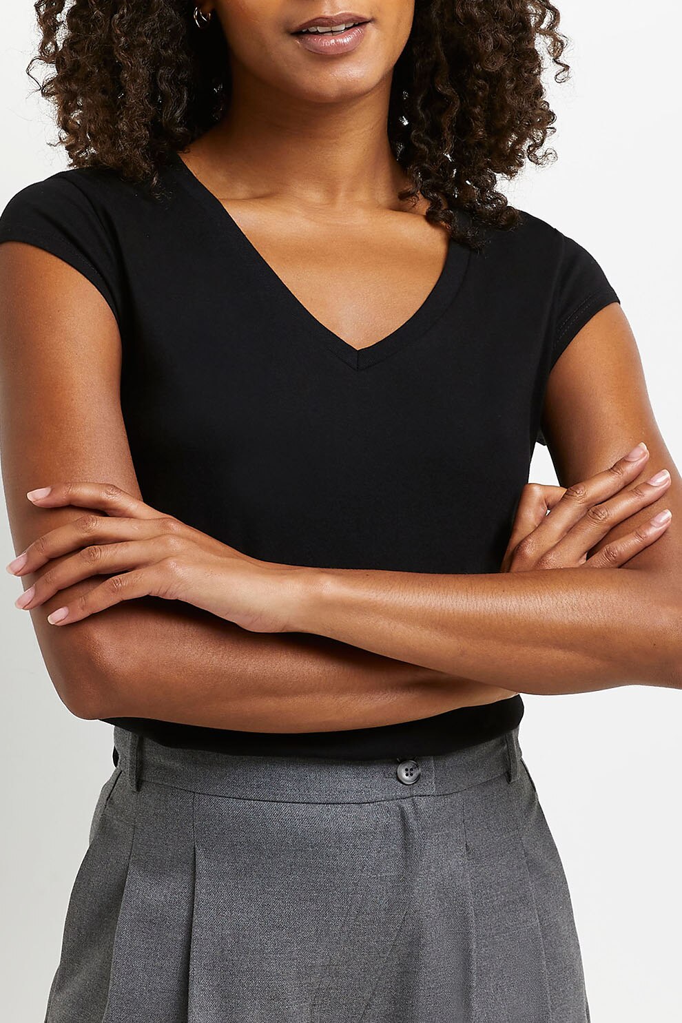 River Island, Tricou cu decolteu in V, Negru