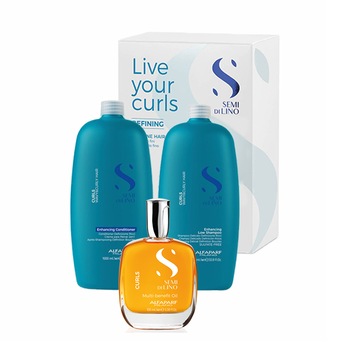 Set pentru par ondulat Alfaparf Milano Curls Sampon 1000 ml, Balsam 1000 ml, Ulei pentru netezire 100 ml Set pentru par ondulat Alfaparf Milano Curls Sampon 1000 ml, Balsam 1000 ml, Ulei pentru netezire 100 ml