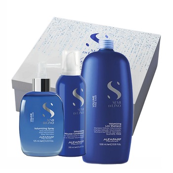 Set pentru par cu volum Alfaparf Milano Volume Magnifying Sampon 1000 ml, Balsam spuma 200 ml, Spray 125 ml Set pentru par cu volum Alfaparf Milano Volume Magnifying Sampon 1000 ml, Balsam spuma 200 ml, Spray 125 ml