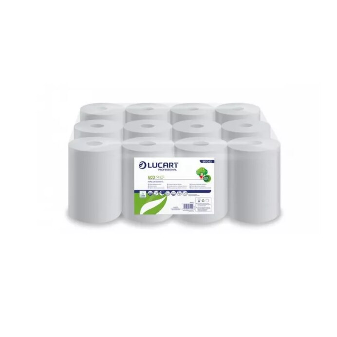 Rola prosop , derulare centrala mica Eco alb 100ml, 12 role, Lucart