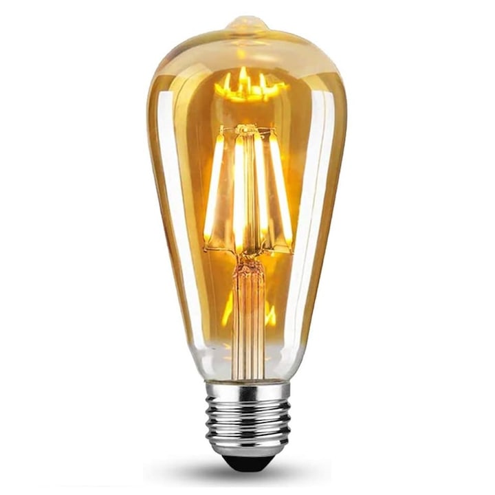 Edison LED vintage 6db-s villanykörte, meleg fehér, antik villanykörte E27 6W (helyettesíti a 60W-ot), retro izzó, ideális nosztalgia és retro világításhoz