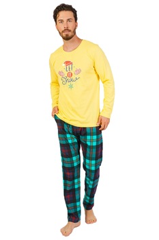 Pijamale barbati SRN CRACIUN, maneca lunga, pantaloni lungi, imprimeu LET IT SNOW, Galben Pijamale barbati SRN CRACIUN, maneca lunga, pantaloni lungi, imprimeu LET IT SNOW, Galben