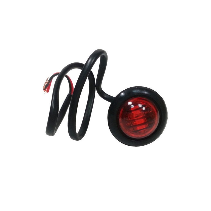 Lampa Laterala Flexzon, Gabarit, Led, Rotunda, Rosu, 24V, Ø19mm