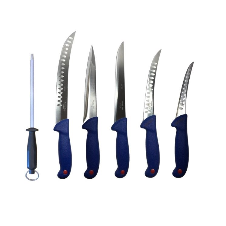 Set Profesional de Macelarie DOW 6PCS, 5 Cutite + Masat pentru Ascutit.