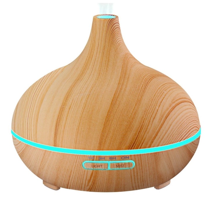 Umidificator Aromaterapie viMAG ®, 550 ml, ultrasonic, ZC-M300 Aromatherapy, Bamboo color cu Telecomanda
