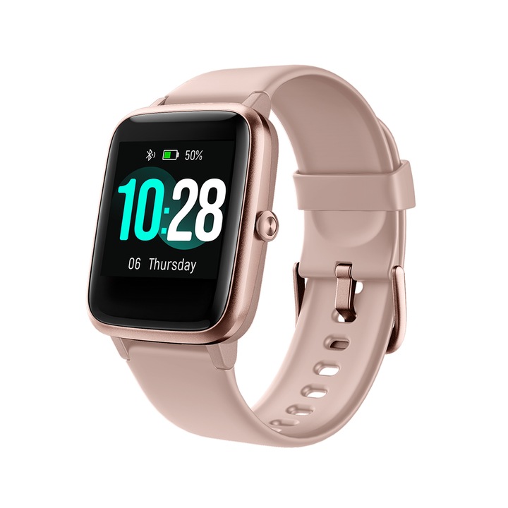 Смарт часовник XK Fitness ID205L, с функция за измерване на сърдечния ритъм, сън, заседнал, спортни режими, крачкомер, калории, розов