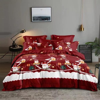 Lenjerie de pat cu Mos Craciun, 6 Piese, bumbac 100% Finet - CR146 Lenjerie de pat cu Mos Craciun, 6 Piese, bumbac 100% Finet - CR146