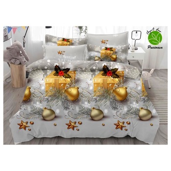 Lenjerie de pat cu Mos Craciun, 6 Piese, bumbac 100% Finet - CR20 Lenjerie de pat cu Mos Craciun, 6 Piese, bumbac 100% Finet - CR20