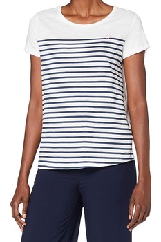 Tricou dama 'Printed Stripe Slub Tee' Tom Tailor, alb/albastru, S Tricou dama 'Printed Stripe Slub Tee' Tom Tailor, alb/albastru, S