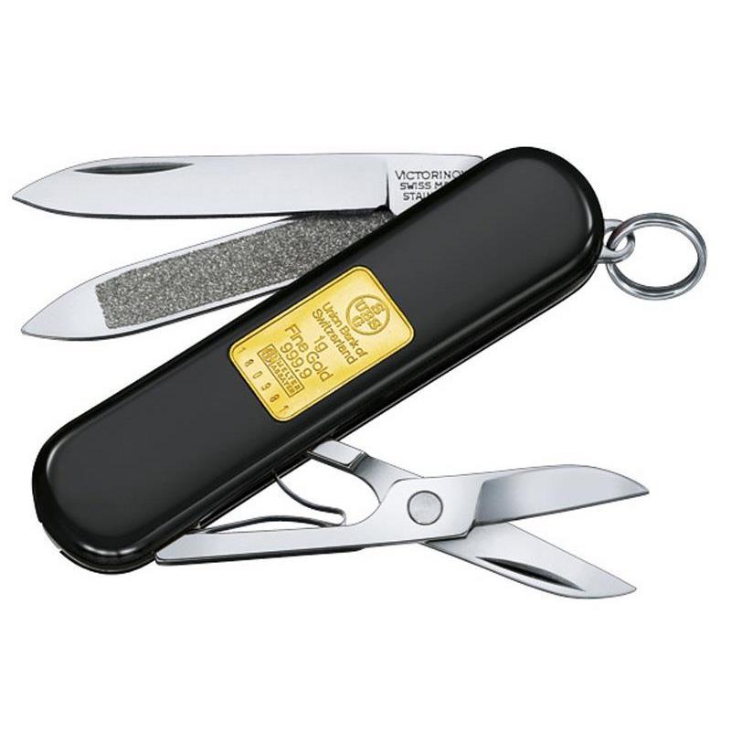 Cleste multifunctional Victorinox, Classic, 6 Functii, 5.8 cm, Negru/Auriu