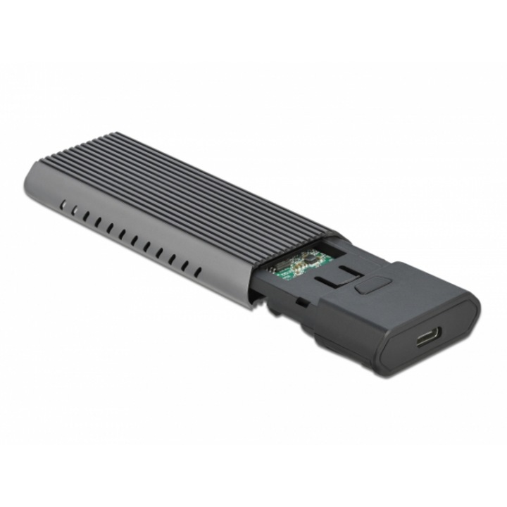 Carcasa externa Delock 63263 pentru 2 NVMe PCIe sau SATA SSD, USB-C 3.2 Gen 2, instalare fara instrumente
