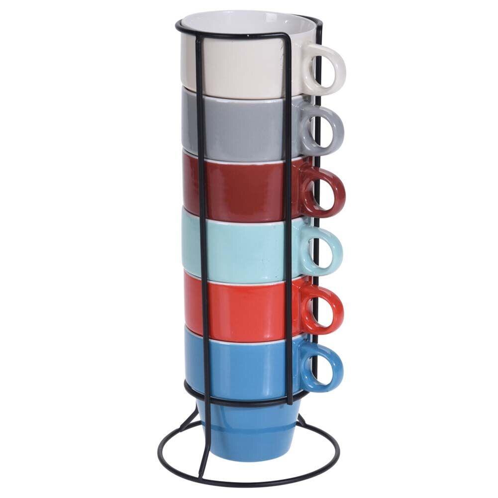 Set 6 cani pentru ceai/cafea, Excellent Houseware, Portelan, Multicolor, 250 ml