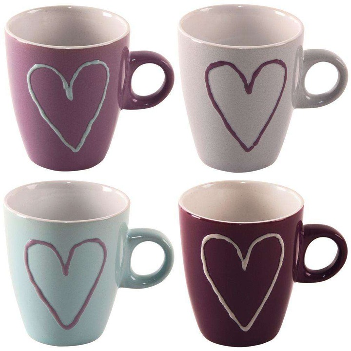 Set 6 cani pentru ceai/cafea, Orion, Ceramica, Multicolor, 230 ml
