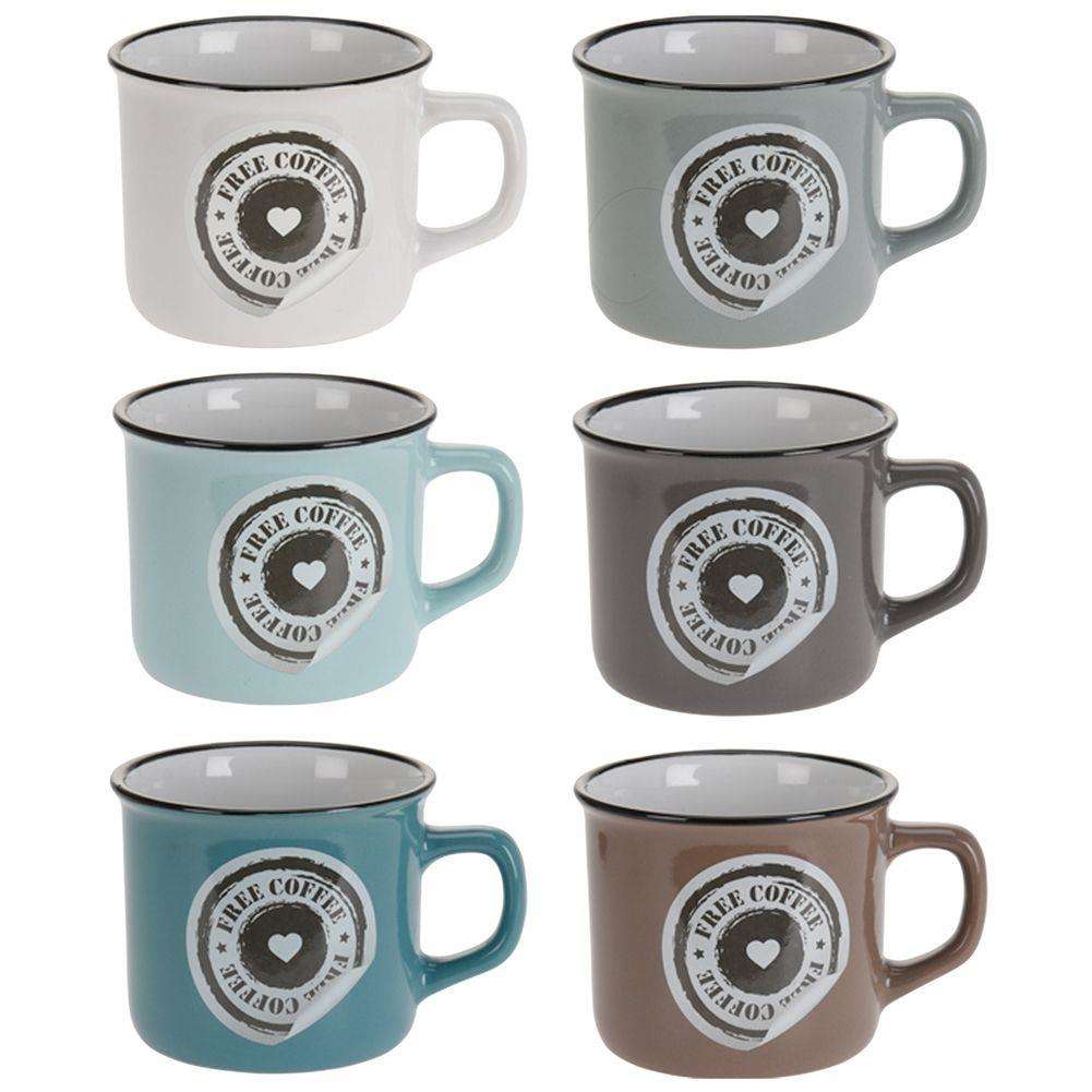 Set 6 cani pentru ceai/cafea, Excellent Houseware, Ceramica, Multicolor, 180 ml