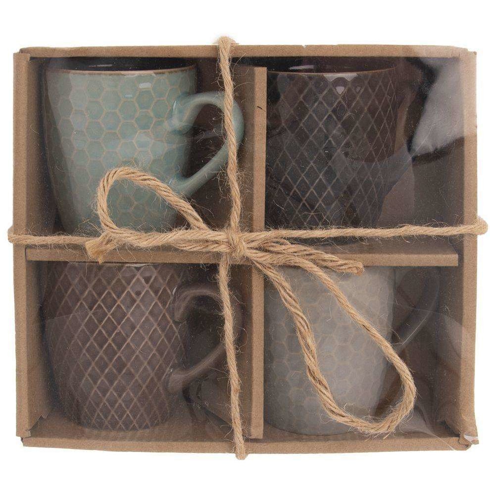 Set 4 cani pentru ceai/cafea, Excellent Houseware, Ceramica, Multicolor, 250 ml