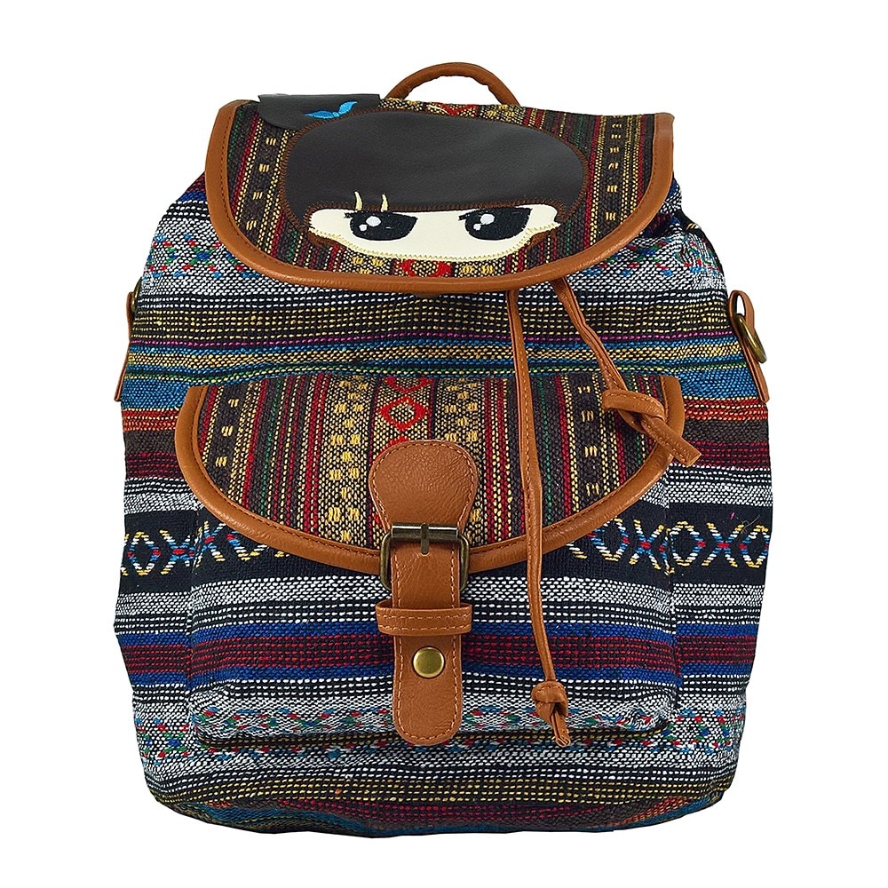 Rucsac urban Romanitze, 2 in 1, jacard cu motive multicolore, LaRue