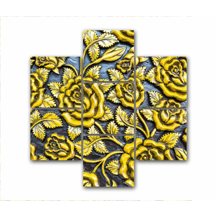 7 db-os Multicanvas festmény készlet, Golden Rose 1 169, UV-nyomat PREMIUM COTTON vászonra (400 g/m2) és fa keretre feszítve (Profil 2X3,6cm), 150x150 cm