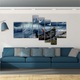 7 db-os Multivászon festmény készlet, Csónak, sirályok, hullámok 157, UV nyomat elöl megvilágított PVC vászonra és fa keretre feszítve, 220x130 cm