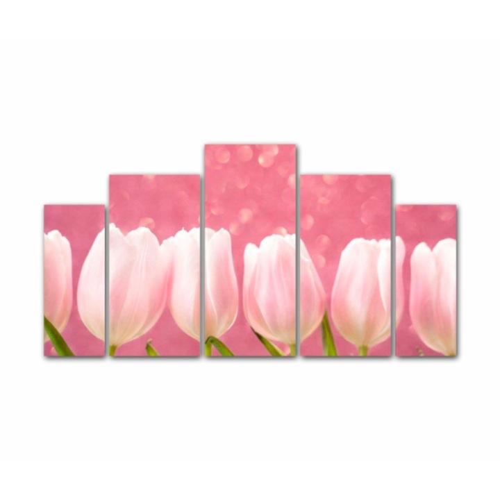 5 db-os Multicanvas Festmény készlet, Tulipán 1 164, UV nyomattal PREMIUM COTTON vászonra (400 g/m2) és fa keretre feszítve (Profil 2X3,6cm), 130x70 cm
