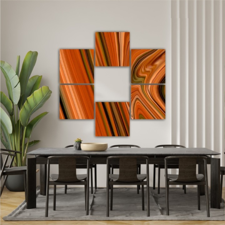 6 db-os Többrészes festmény készlet, márványfestés 3 176, UV nyomat PVC vászonra és fa keretre feszítve, 150x150 cm