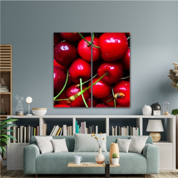 2 db Multivászon festmény készlet, Cherry 360, UV nyomat elülső megvilágítású PVC vászonra és fa keretre feszítve, 80x80 cm