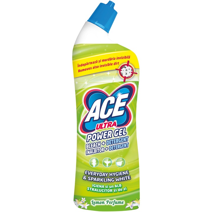 Гел с белина и обезмаслител за тоалетна Ace Ultra Power gel Lemon, 750 мл