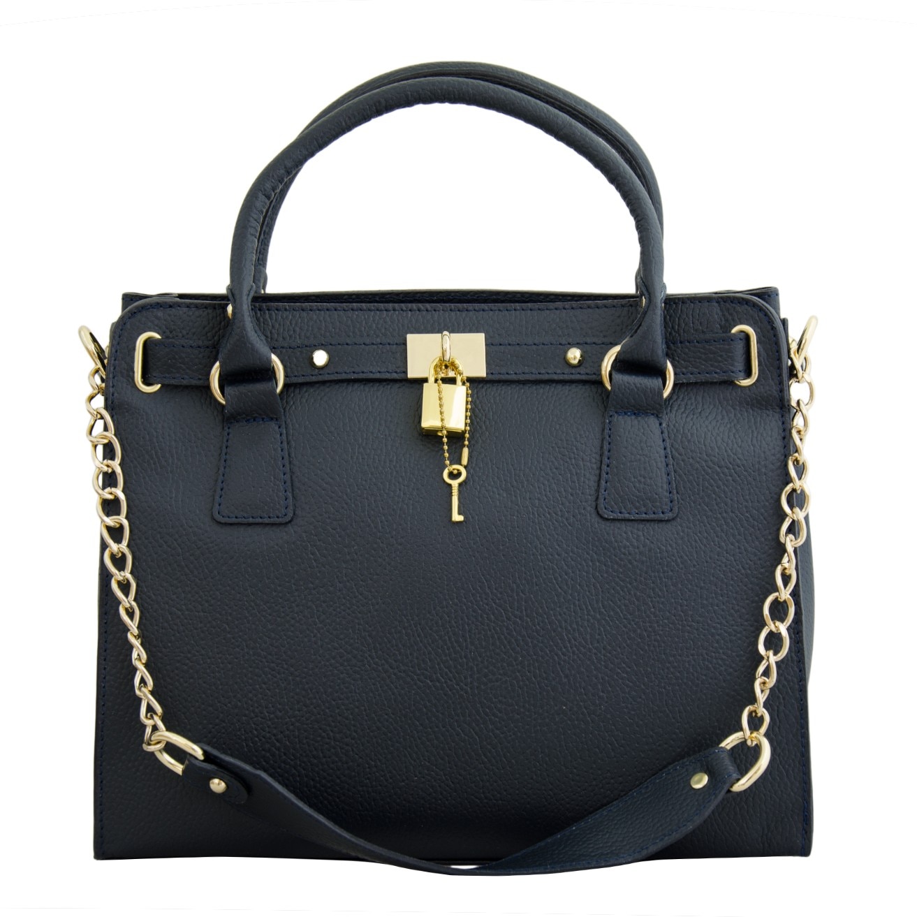 Geanta de dama din piele naturala, Hera, Bleumarin