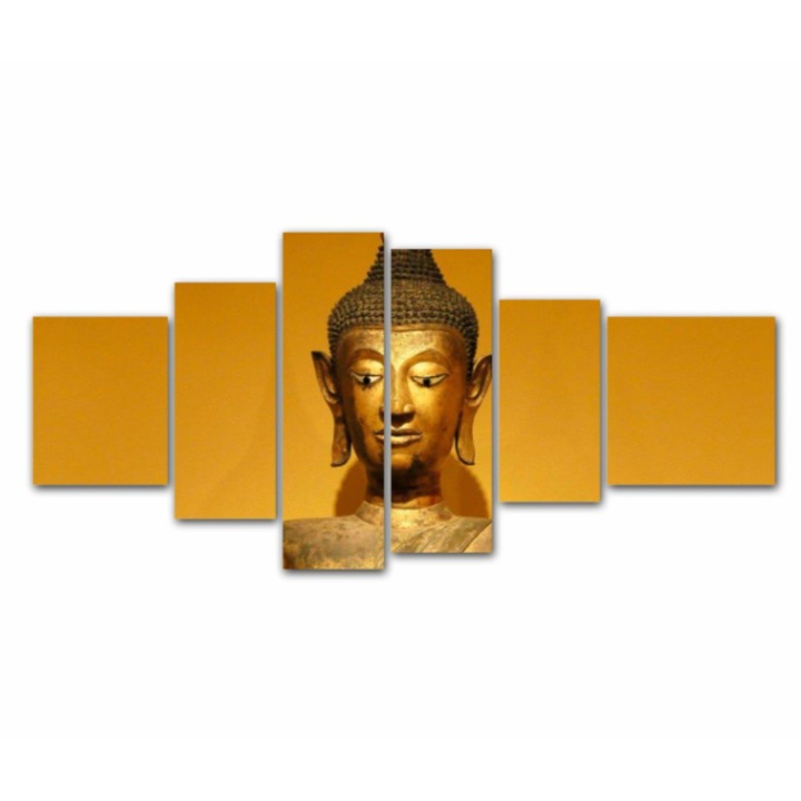 6 db-os multivászon festmény készlet, Buddha 139, UV nyomat elöl megvilágított PVC vászonra és fa keretre feszítve, 210x100 cm
