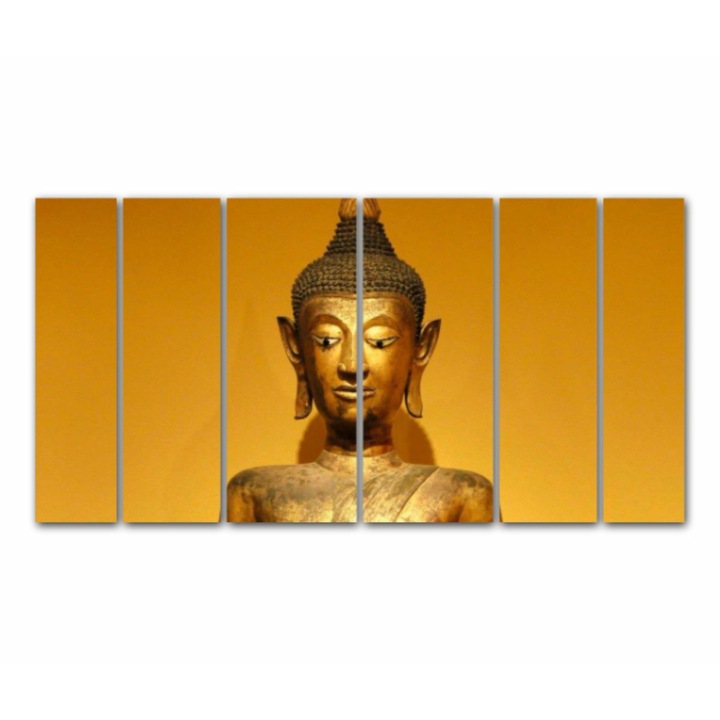6 db-os többvászon festmény készlet, Buddha 139, UV nyomat elöl megvilágított PVC vászonra és fa keretre feszítve, 190x100 cm