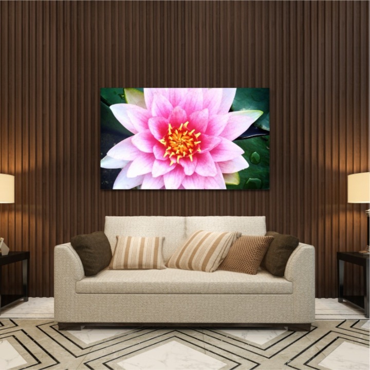 Vászonfestmény, 1 db, Lótuszvirág 273, UV nyomat PREMIUM COTTON vászonra (400 g/m2) és fa keretre feszítve (Profil 2X3,6cm), 100x60 cm