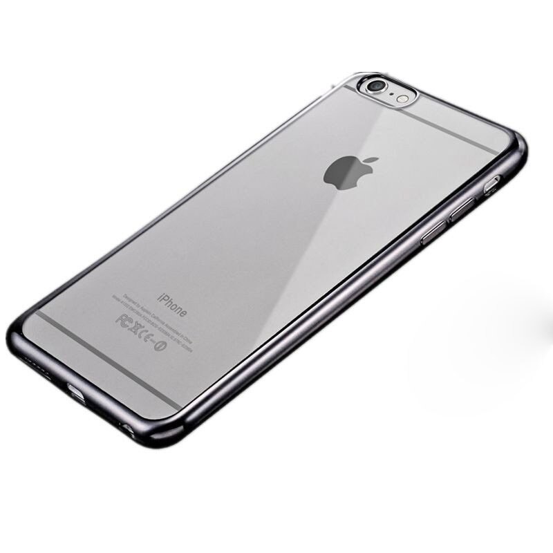 Capac protectie TPU, margini electroplacate, pentru Apple iPhone 6 Plus / 6S Plus, gri inchis