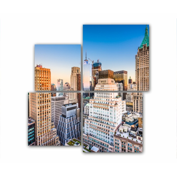 4 db-os Multicanvas festmény készlet, NYC Skyline 414, UV-nyomat PREMIUM COTTON vászonra (400 g/m2) és fa keretre feszítve (profil 2x3,6cm), 100x110 cm