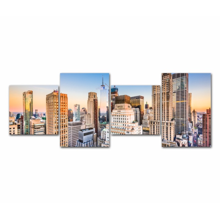 4 db-os Multicanvas festmény készlet, NYC Skyline 414, UV nyomattal PREMIUM COTTON vászonra (400 g/m2) és fa keretre feszítve (Profil 2X3.6cm), 160x60 cm
