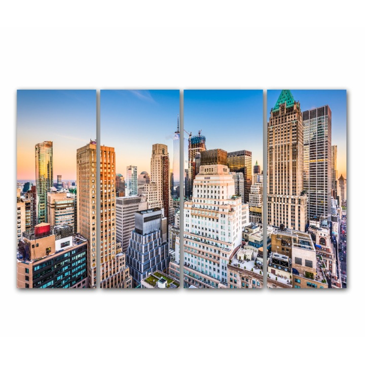 4 db-os Multicanvas festmény készlet, NYC Skyline 414, UV nyomattal PREMIUM COTTON vászonra (400 g/m2) és fa keretre feszítve (profil 2x3,6cm), 80x50 cm