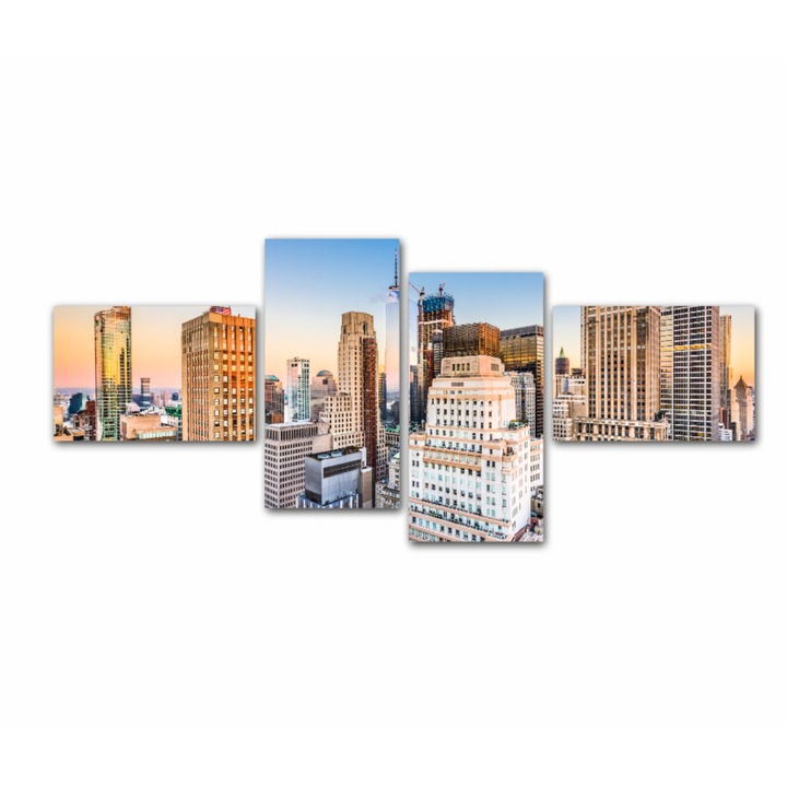 4 db-os Multicanvas festmény készlet, NYC Skyline 414, UV nyomattal PREMIUM COTTON vászonra (400 g/m2) és fa keretre feszítve (profil 2x3,6cm), 100x45 cm