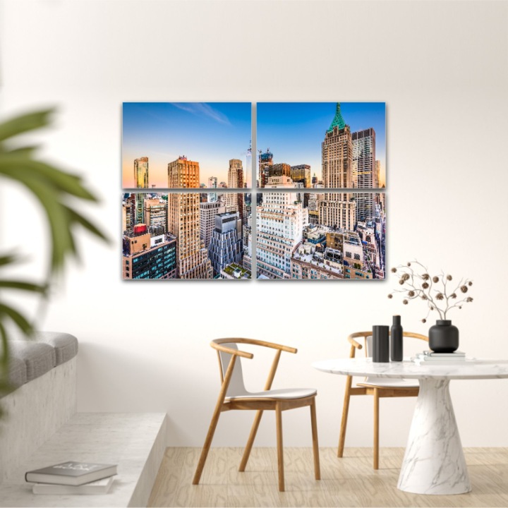 4 db-os Multicanvas festmény készlet, NYC Skyline 414, UV nyomattal PREMIUM COTTON vászonra (400 g/m2) és fa keretre feszítve (Profil 2X3,6cm), 120x80 cm