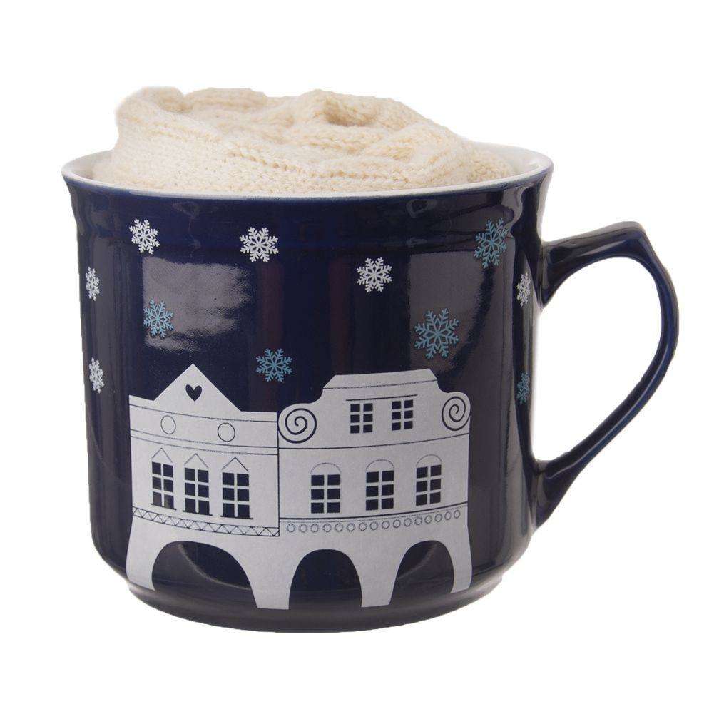 Set cadou pentru Craciun, Orion, Ceramica, Albastru, 500 ml