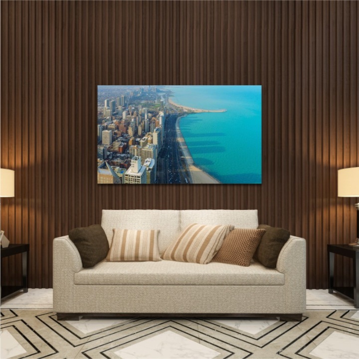 Vászonfestmény, 1 db, Chicago City 464, UV nyomat PREMIUM COTTON vászonra (400 g/m²) és fa keretre feszítve (Profil 2X3.6cm), 100x60 cm