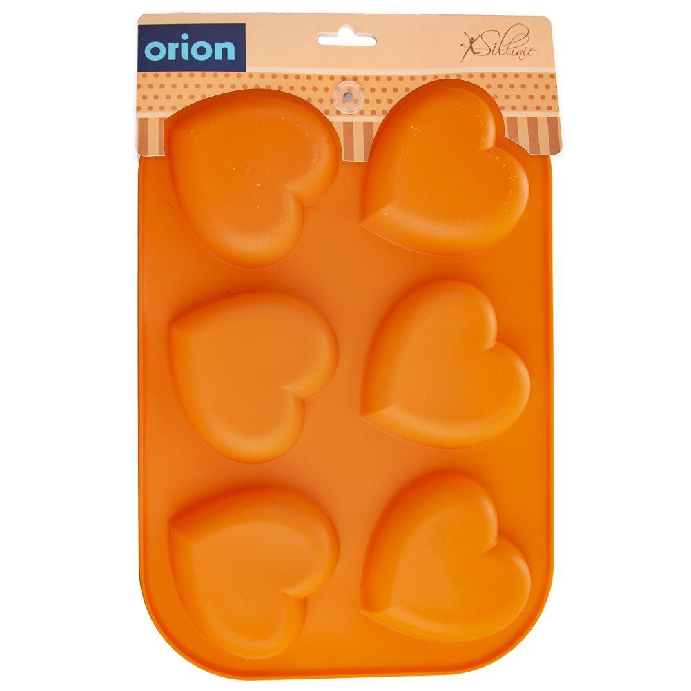Forma copt briose inima, Orion, Silicon, 8x7.5 cm, Portocaliu